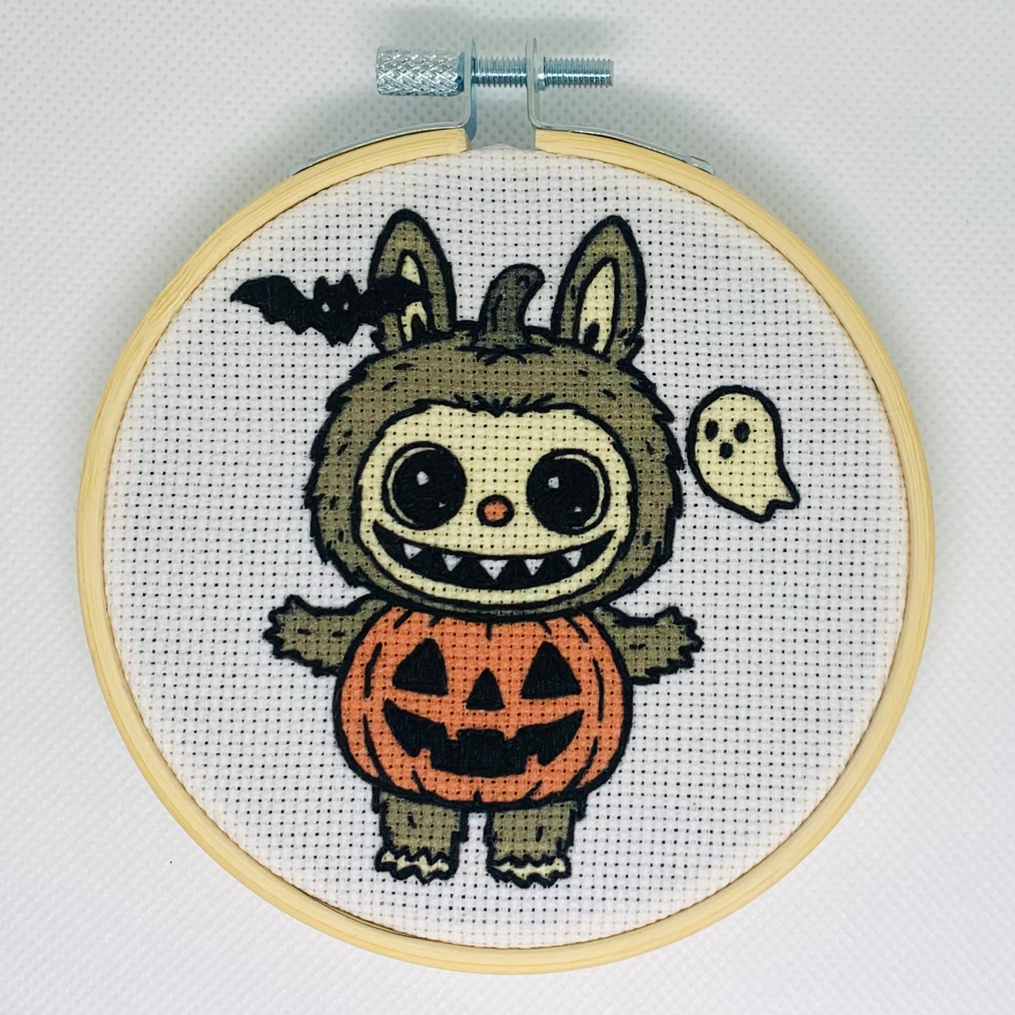 Pumpkin Labubu Embroidery Hoop