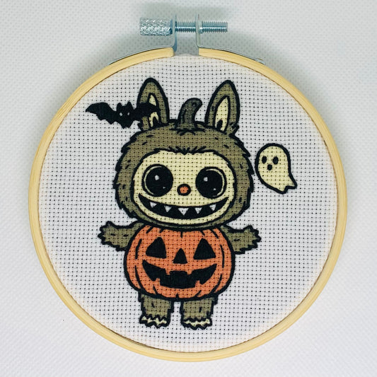 Pumpkin Labubu Embroidery Hoop