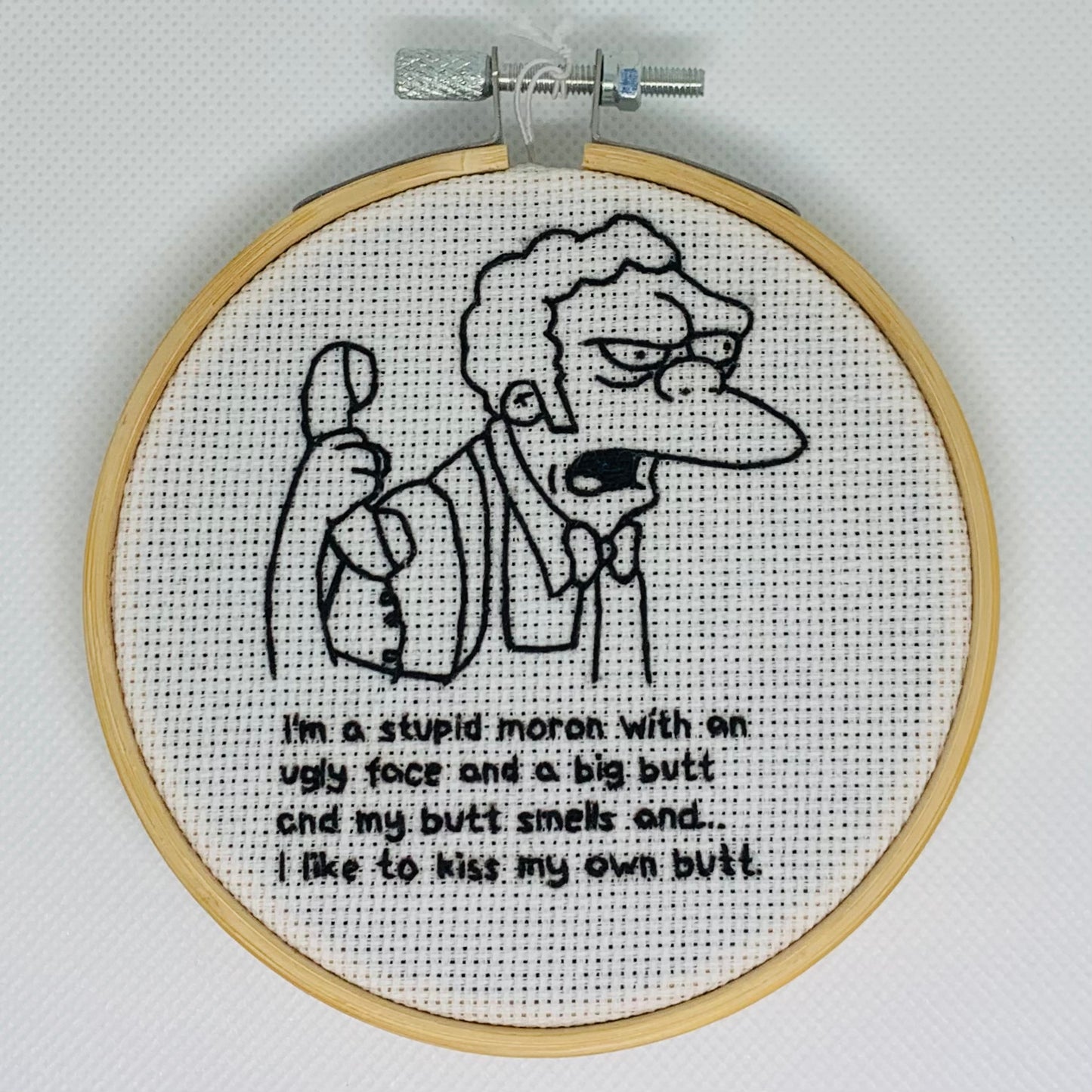 Simpsons Moe Embroidery Hoop