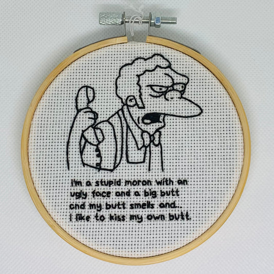 Simpsons Moe Embroidery Hoop