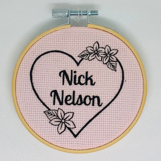Nick Nelson Heart Embroidery Hoop