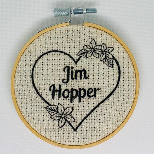 Jim Hopper Heart Embroidery Hoop