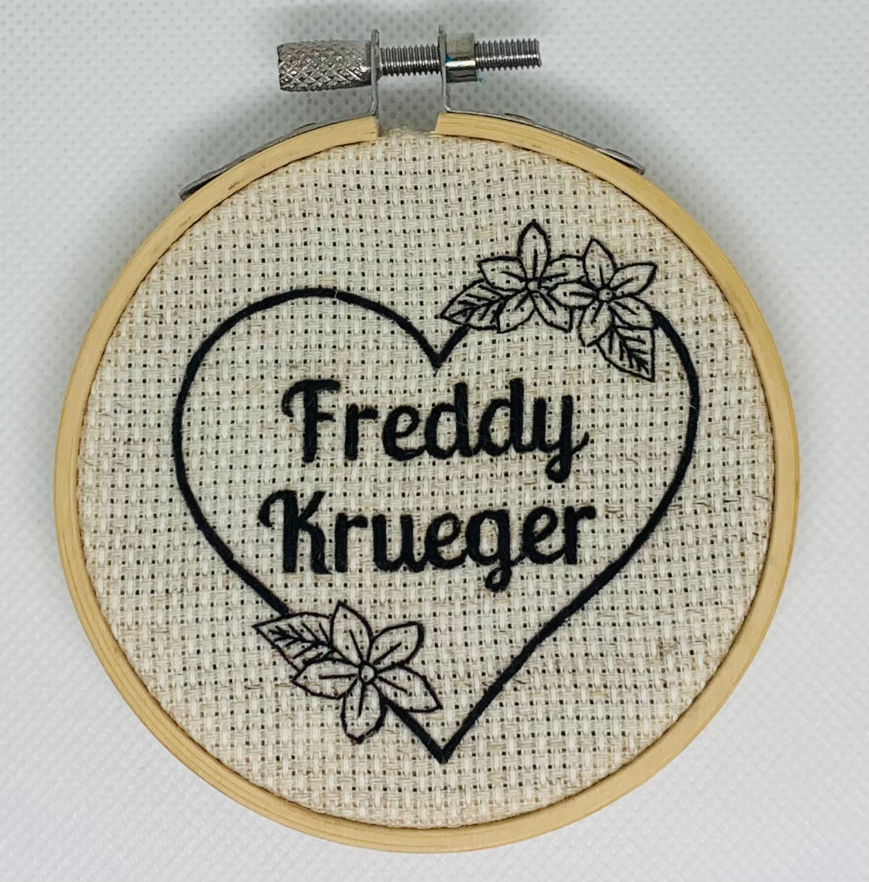Freddy Krueger Heart Embroidery Hoop
