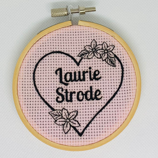 Laurie Strode Pink Heart Embroidery Hoop
