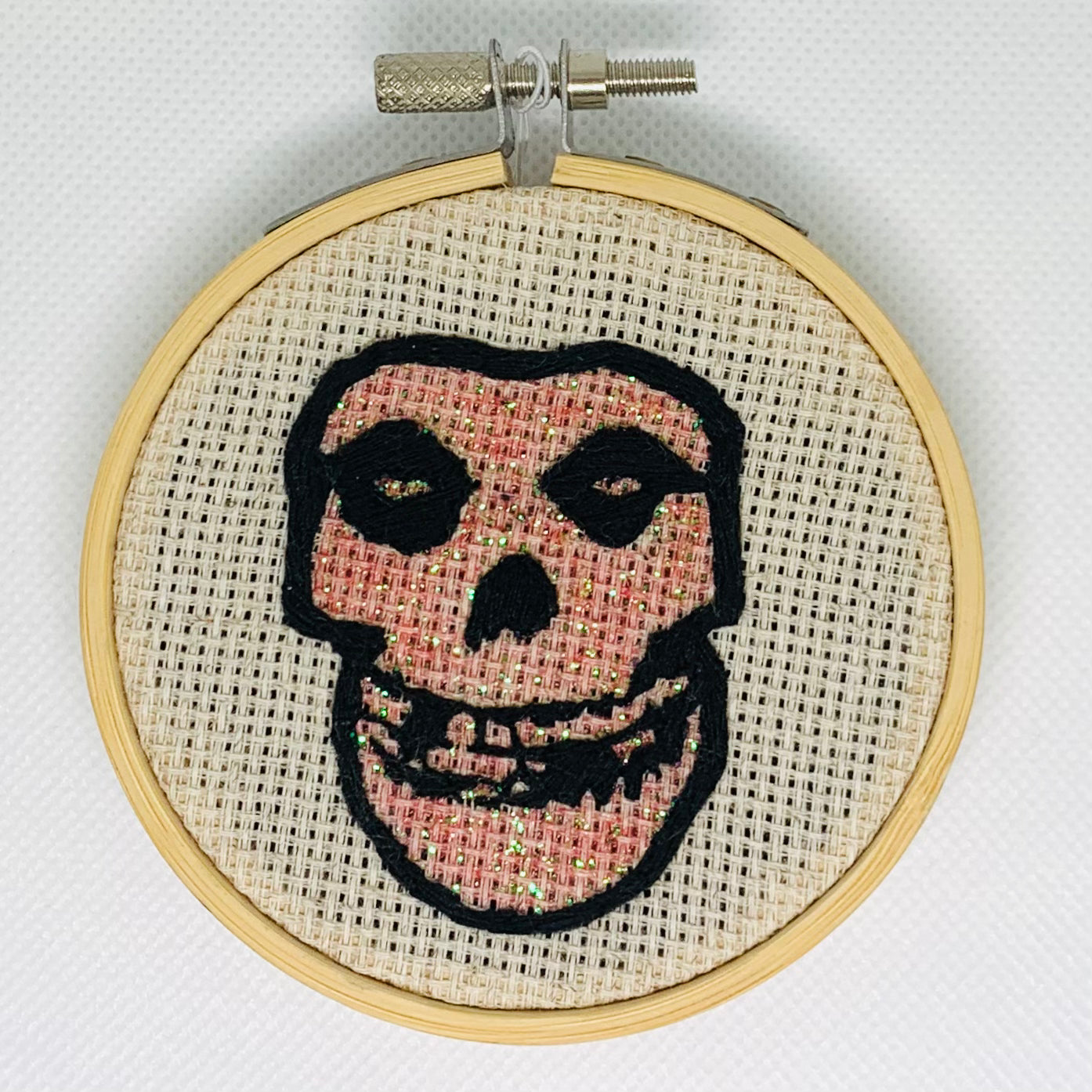 Misfits Pink Glitter Embroidery Hoop