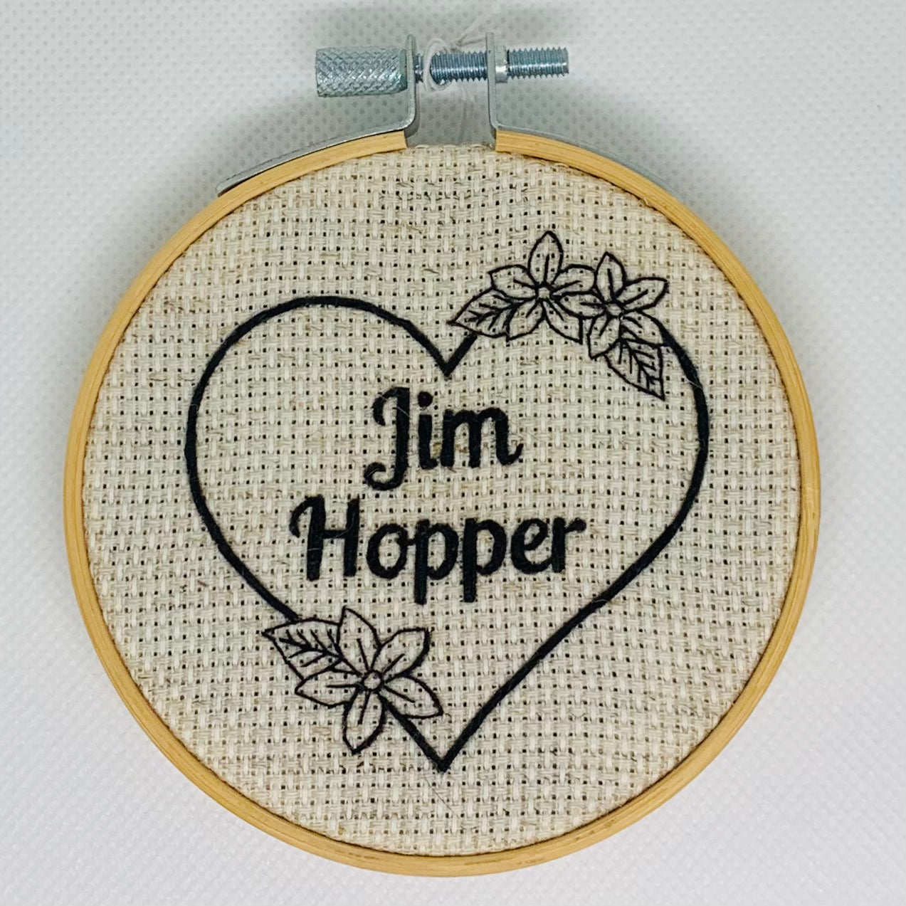 Jim Hopper Heart Embroidery Hoop